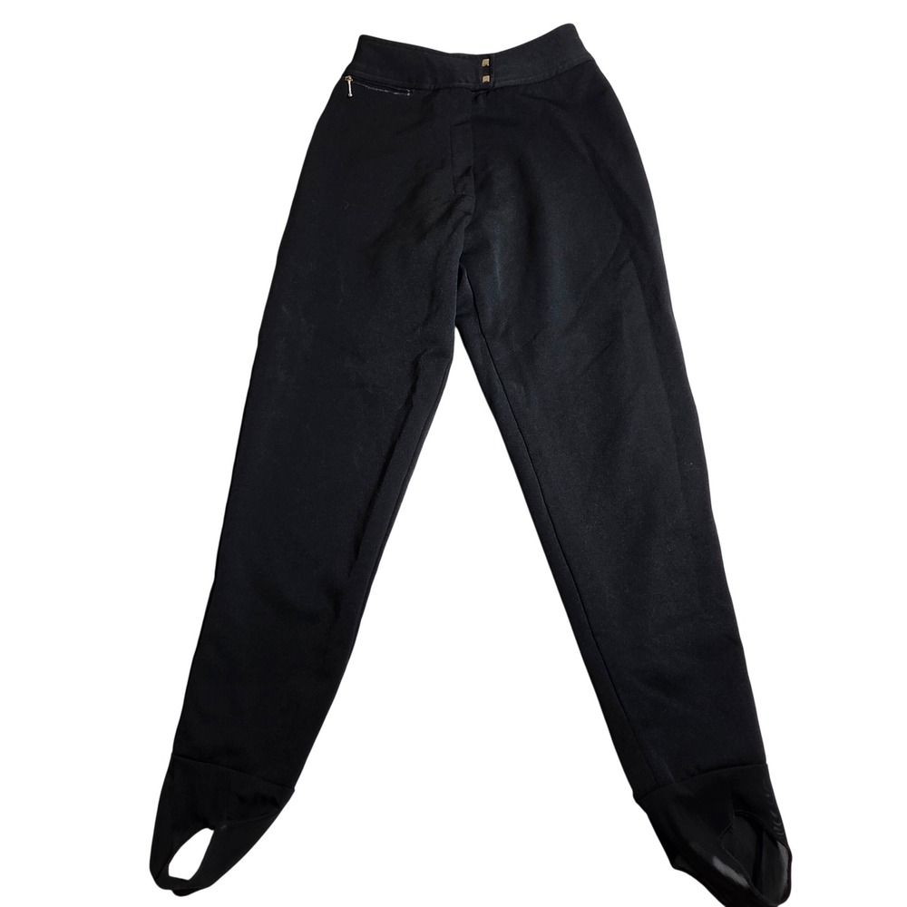 Schoeller Skifans Stirrup Ski Pants Womens 25 Black Wool Blend Vintage Tapered